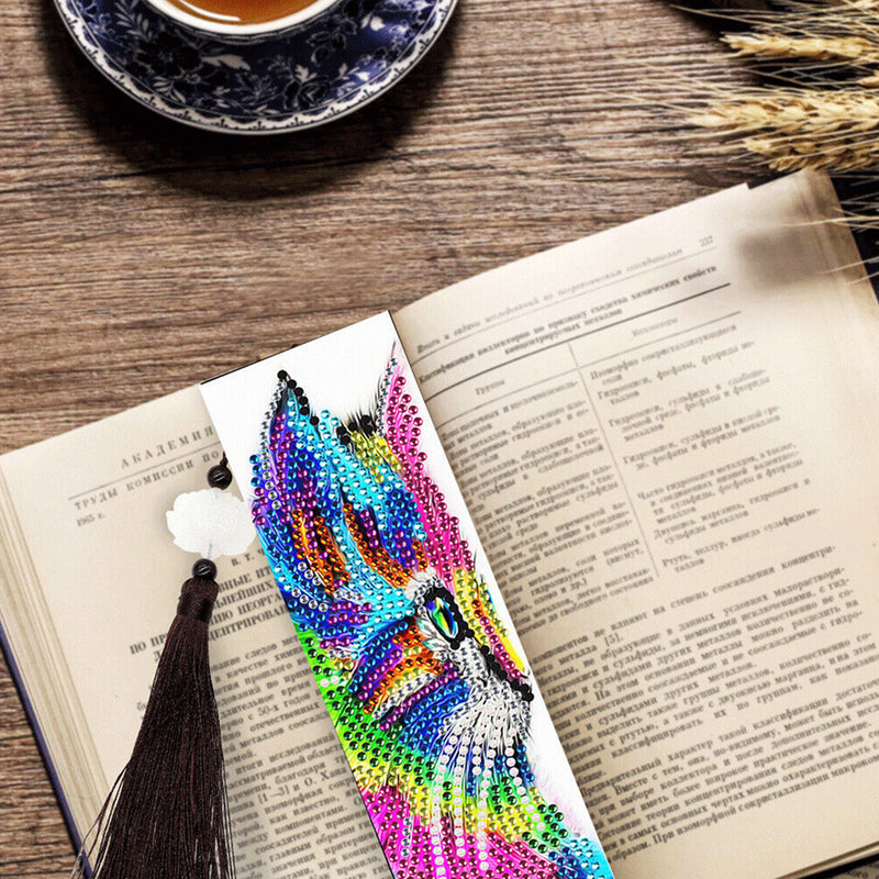 2Pcs Colorful Cat Leather Bookmark Diamond Painting Kits