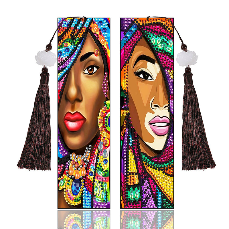 2Pcs African Woman Leather Bookmark Diamond Painting Kits