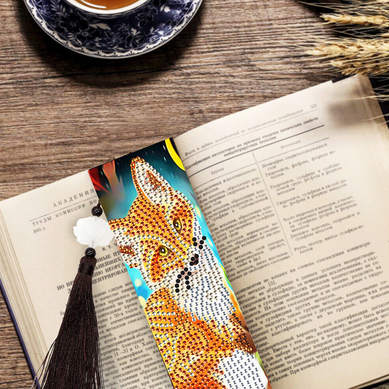 2Pcs Cute Fox Leather Bookmark Diamond Painting Kits