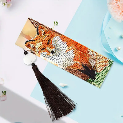 2Pcs Cute Fox Leather Bookmark Diamond Painting Kits