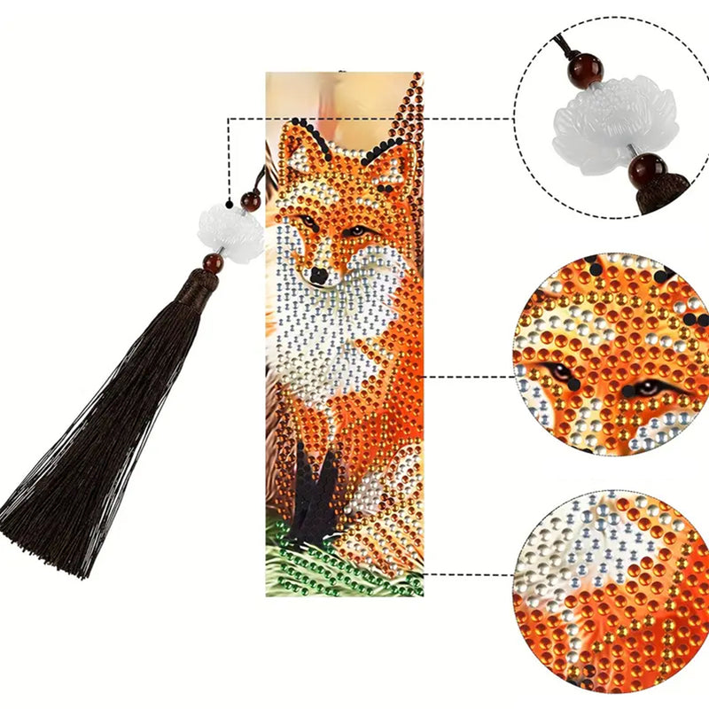 2Pcs Cute Fox Leather Bookmark Diamond Painting Kits