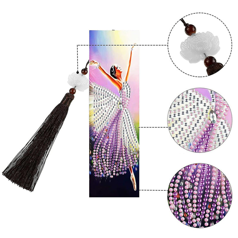 2Pcs Beautiful Dancer Leather Bookmark Diamond Painting Kits