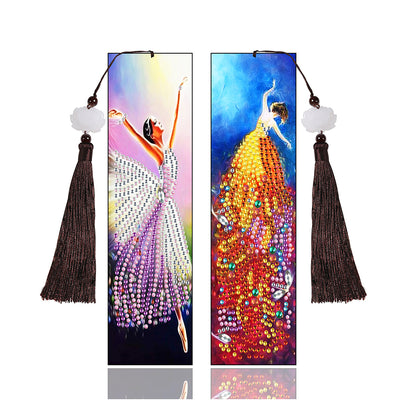 2Pcs Beautiful Dancer Leather Bookmark Diamond Painting Kits