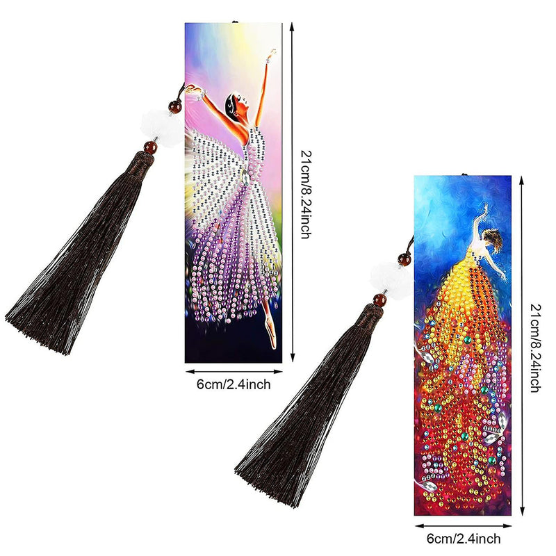 2Pcs Beautiful Dancer Leather Bookmark Diamond Painting Kits