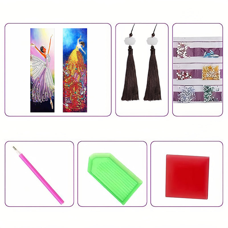 2Pcs Beautiful Dancer Leather Bookmark Diamond Painting Kits