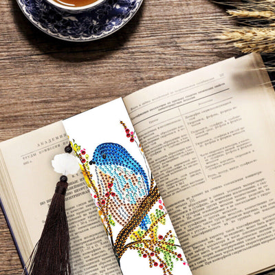 2Pcs Bird Standing on Branch Leather Bookmark Diamond Painting Kits