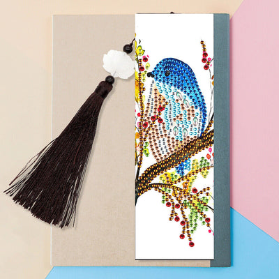 2Pcs Bird Standing on Branch Leather Bookmark Diamond Painting Kits