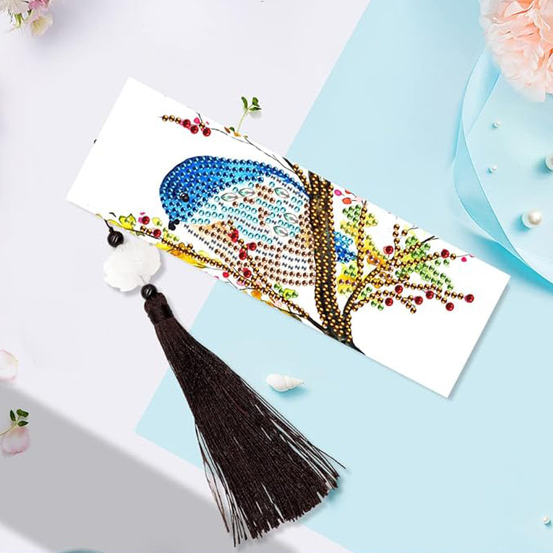 2Pcs Bird Standing on Branch Leather Bookmark Diamond Painting Kits