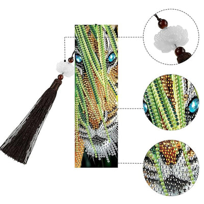 2Pcs Tiger and Lion Leather Bookmark Diamond Painting Kits