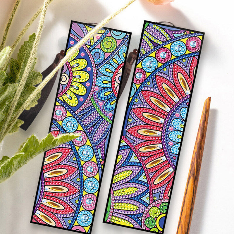 2Pcs Abstract Spiral Mandala Leather Bookmark Diamond Painting Kits