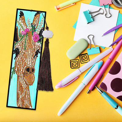 2Pcs Giraffe and Alpaca Leather Bookmark Diamond Painting Kits