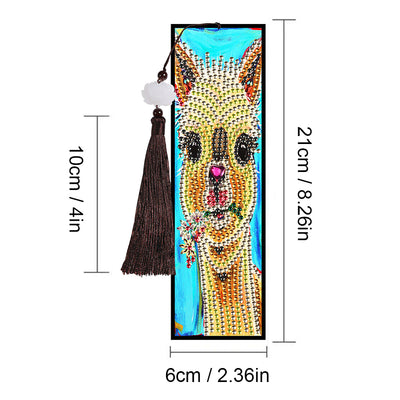 2Pcs Giraffe and Alpaca Leather Bookmark Diamond Painting Kits