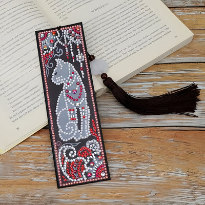 2Pcs Cat and Elephant Leather Bookmark Diamond Painting Kits