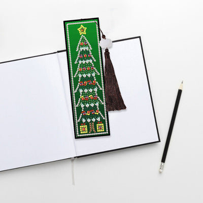 2/4Pcs Christmas Tree Leather Bookmark Diamond Painting Kits