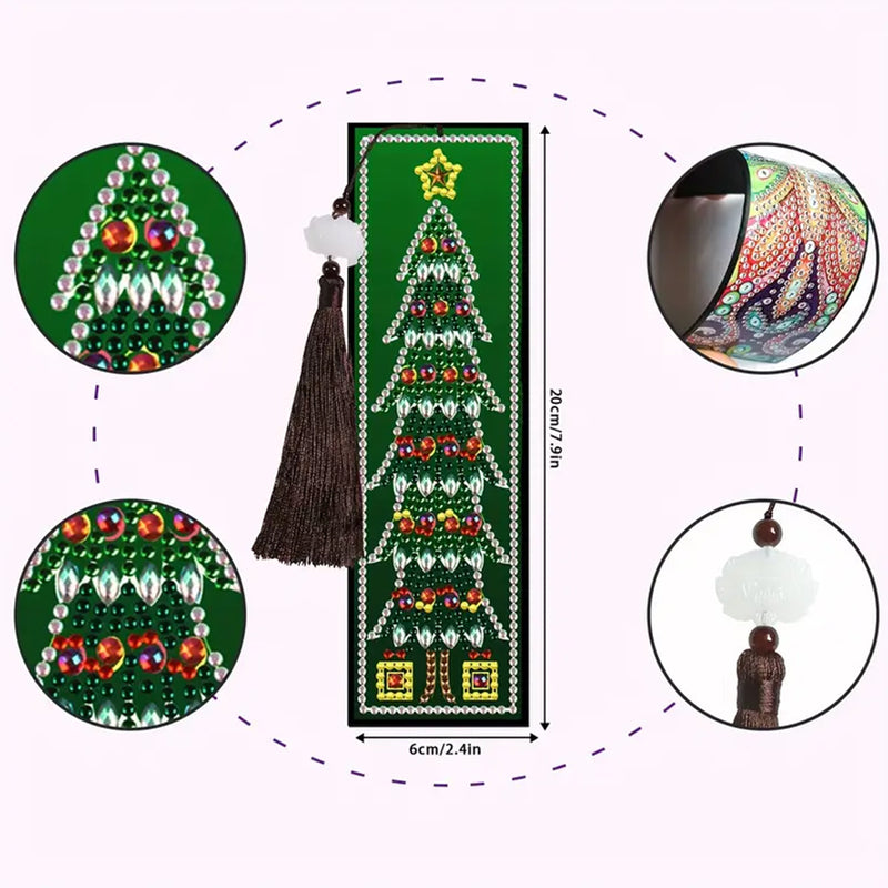 2/4Pcs Christmas Tree Leather Bookmark Diamond Painting Kits