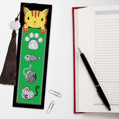 2Pcs Cat and Fish Leather Bookmark Diamond Painting Kits