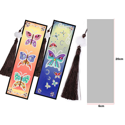 2/4Pcs Colorful Butterfly Leather Bookmark Diamond Painting Kits