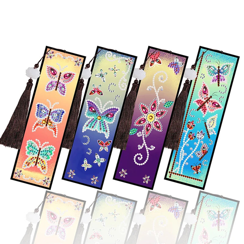 2/4Pcs Colorful Butterfly Leather Bookmark Diamond Painting Kits