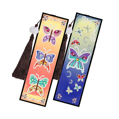 2/4Pcs Colorful Butterfly Leather Bookmark Diamond Painting Kits