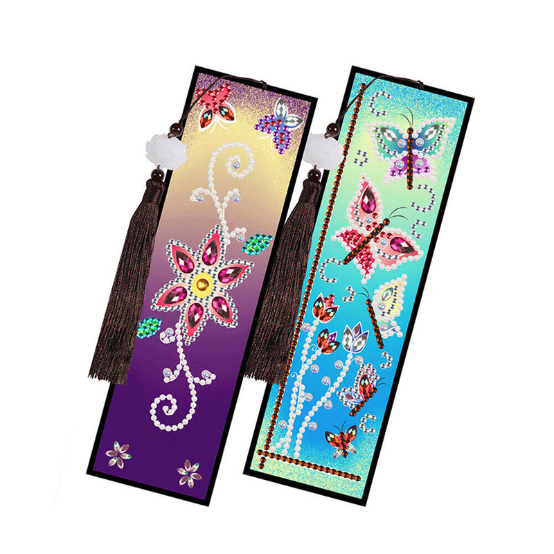 2/4Pcs Colorful Butterfly Leather Bookmark Diamond Painting Kits