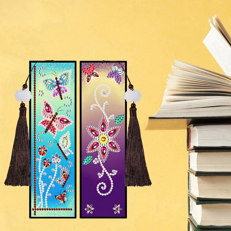 2/4Pcs Colorful Butterfly Leather Bookmark Diamond Painting Kits