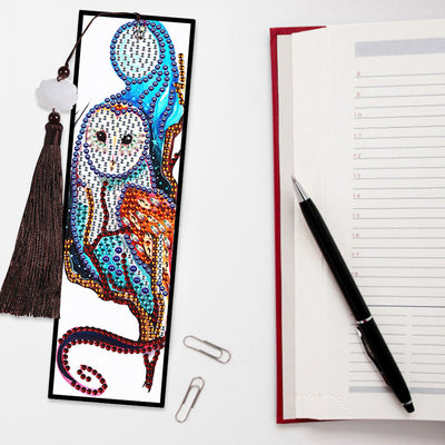 2/4Pcs Deer, Red Panda, Owl and Ring-Tailed Lemur Leather Bookmark Diamond Painting Kits