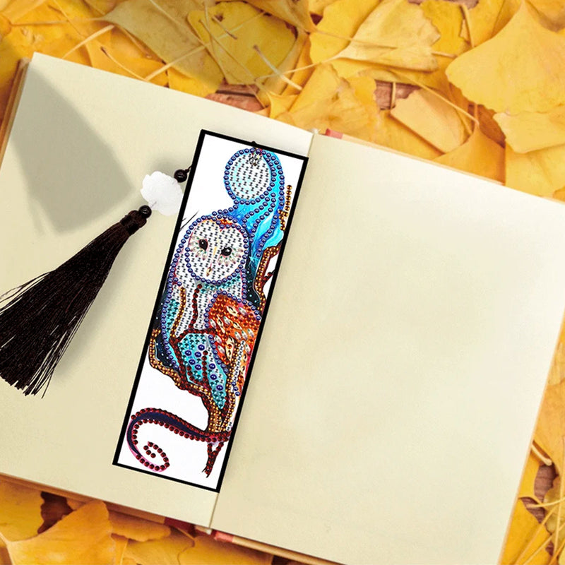 2/4Pcs Deer, Red Panda, Owl and Ring-Tailed Lemur Leather Bookmark Diamond Painting Kits