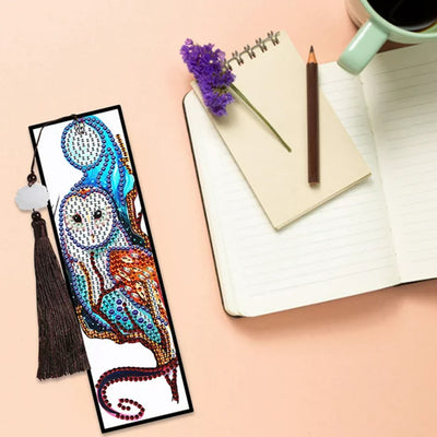 2/4Pcs Deer, Red Panda, Owl and Ring-Tailed Lemur Leather Bookmark Diamond Painting Kits