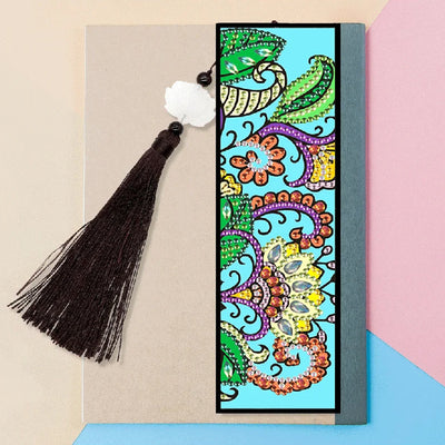 2/4Pcs Flowers and Vines Leather Bookmark Diamond Painting Kits