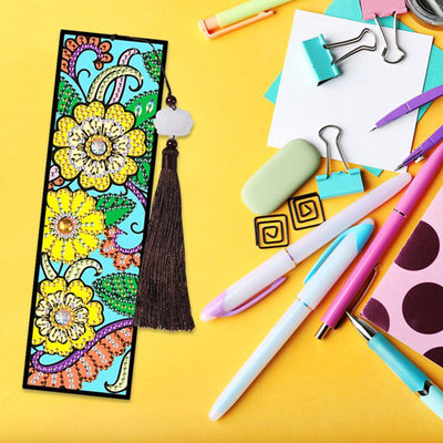 2/4Pcs Flowers and Vines Leather Bookmark Diamond Painting Kits