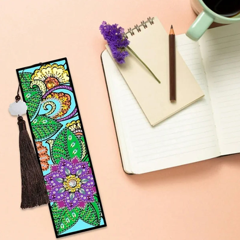 2/4Pcs Flowers and Vines Leather Bookmark Diamond Painting Kits