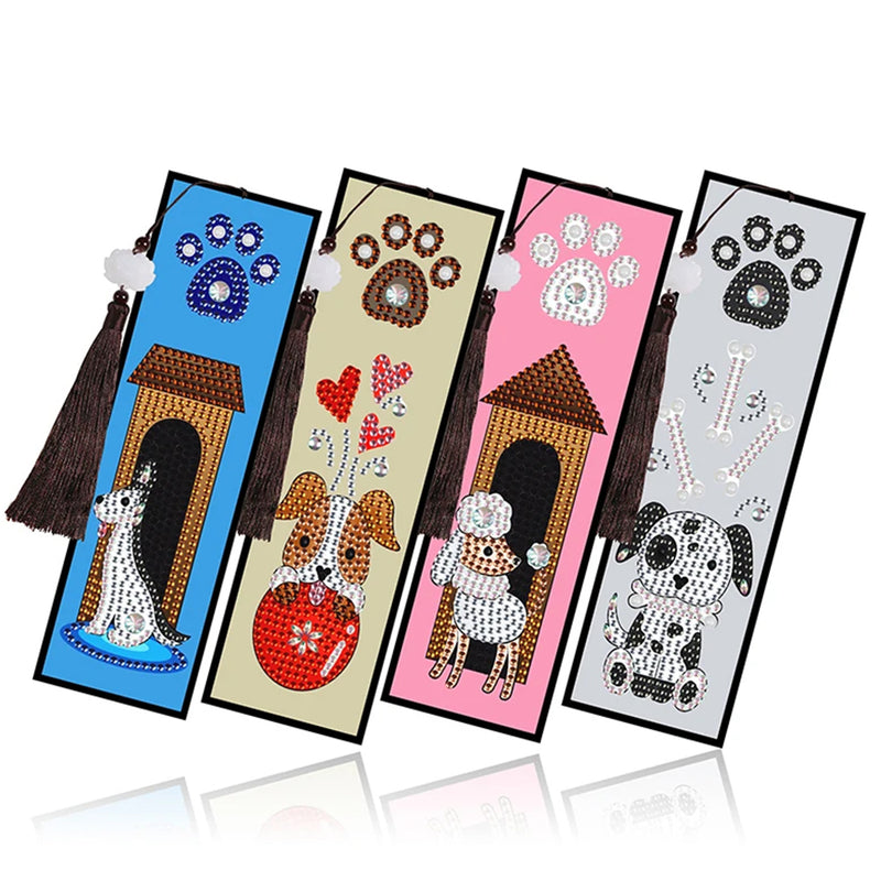 2/4Pcs Home for Puppies and Lamb Leather Bookmark Diamond Painting Kits