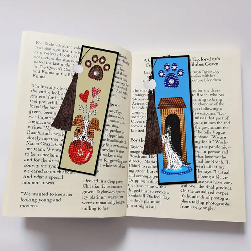 2/4Pcs Home for Puppies and Lamb Leather Bookmark Diamond Painting Kits