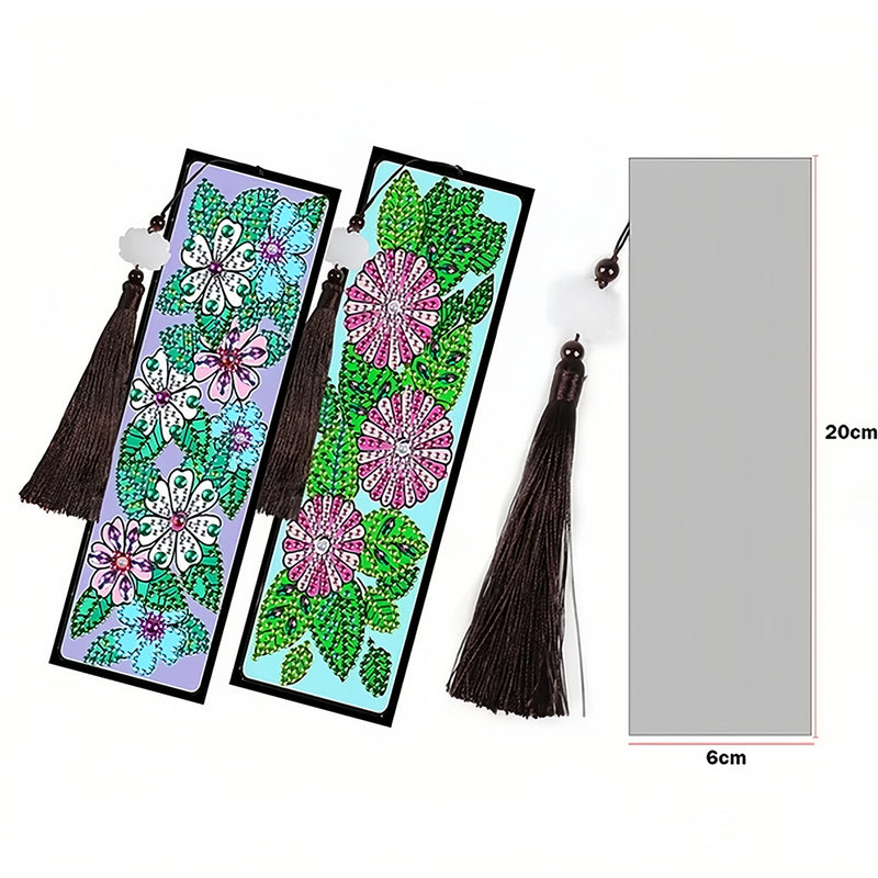 2/4Pcs Sunflowers and Chrysanthemums Leather Bookmark Diamond Painting Kits