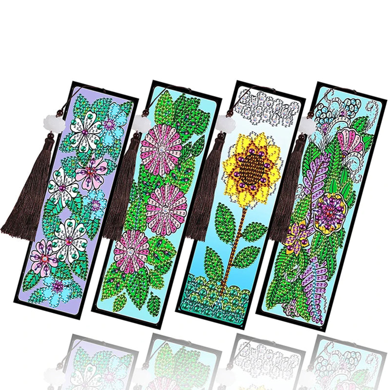 2/4Pcs Sunflowers and Chrysanthemums Leather Bookmark Diamond Painting Kits