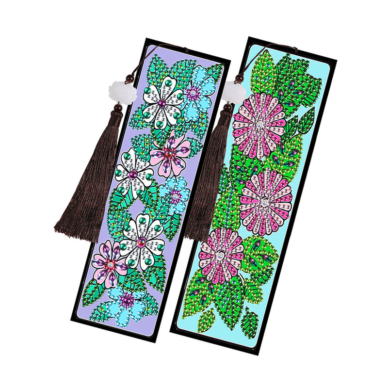 2/4Pcs Sunflowers and Chrysanthemums Leather Bookmark Diamond Painting Kits