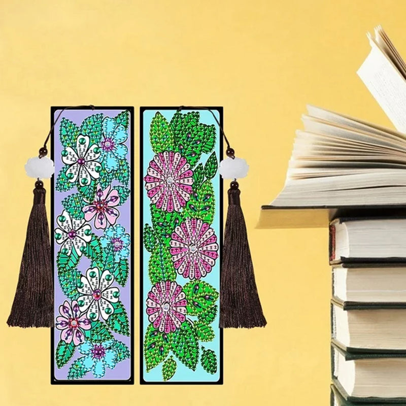 2/4Pcs Sunflowers and Chrysanthemums Leather Bookmark Diamond Painting Kits