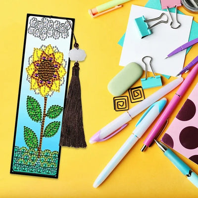 2/4Pcs Sunflowers and Chrysanthemums Leather Bookmark Diamond Painting Kits