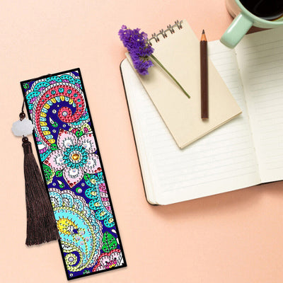 2/4Pcs Abstract Flowers and Vines Leather Bookmark Diamond Painting Kits