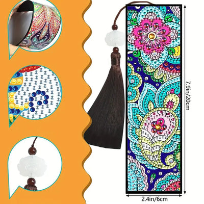 2/4Pcs Abstract Flowers and Vines Leather Bookmark Diamond Painting Kits