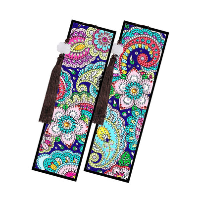 2/4Pcs Abstract Flowers and Vines Leather Bookmark Diamond Painting Kits