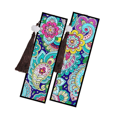 2/4Pcs Abstract Flowers and Vines Leather Bookmark Diamond Painting Kits