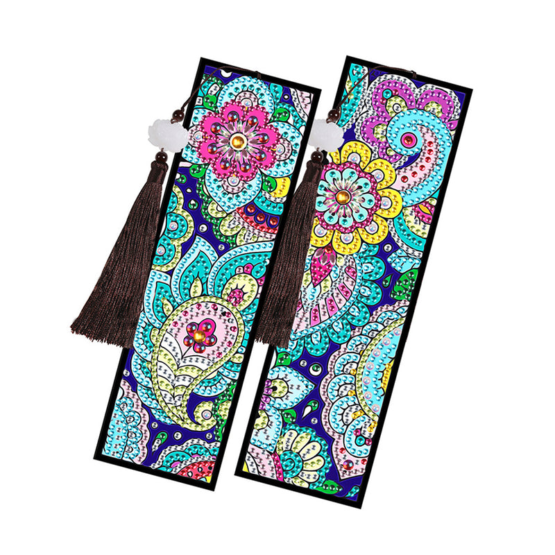 2/4Pcs Abstract Flowers and Vines Leather Bookmark Diamond Painting Kits