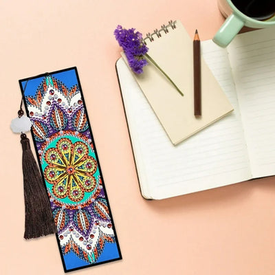 2/4Pcs Colorful Mandala Leather Bookmark Diamond Painting Kits