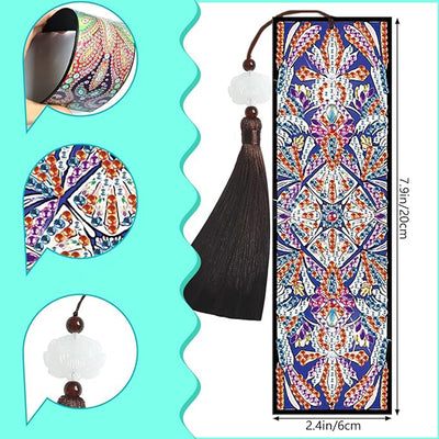 2/4Pcs Colorful Mandala Leather Bookmark Diamond Painting Kits