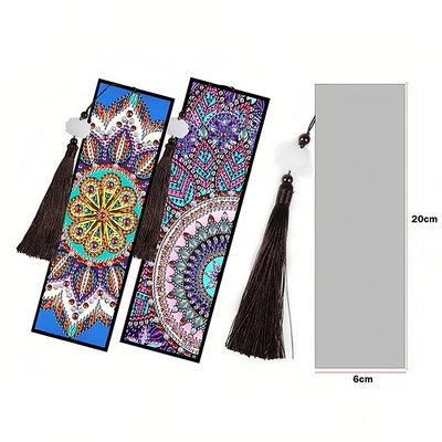 2/4Pcs Colorful Mandala Leather Bookmark Diamond Painting Kits