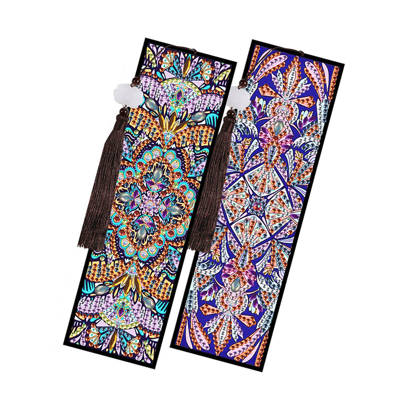 2/4Pcs Colorful Mandala Leather Bookmark Diamond Painting Kits