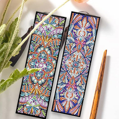 2/4Pcs Colorful Mandala Leather Bookmark Diamond Painting Kits