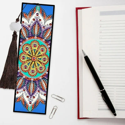 2/4Pcs Colorful Mandala Leather Bookmark Diamond Painting Kits