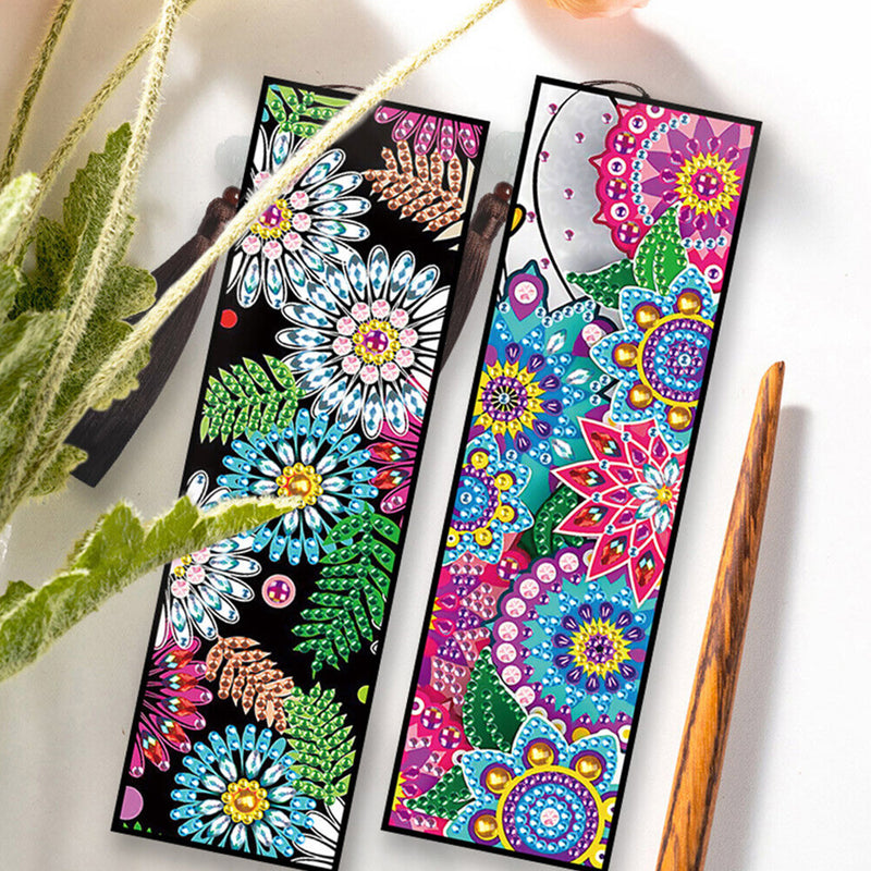 2/4Pcs Chrysanthemums Mandala Leather Bookmark Diamond Painting Kits